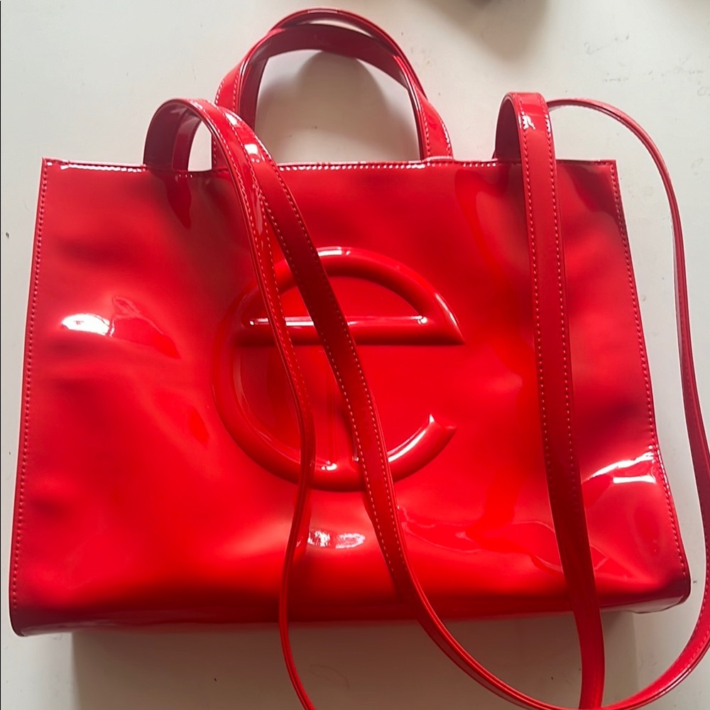 Patent leather red Telfar Tote Bag